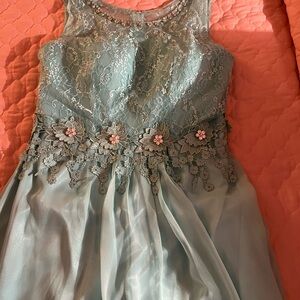 Elegant Lace Kids Dress in Blue